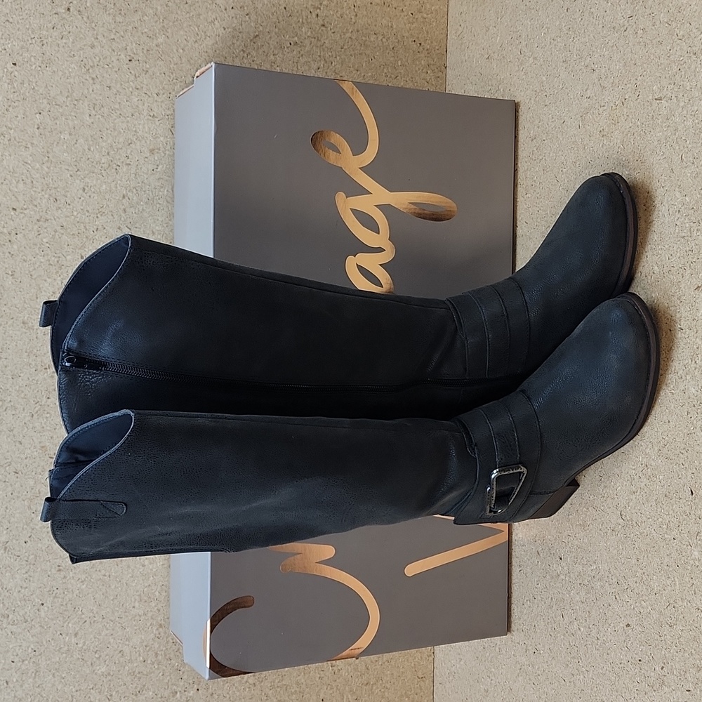 Womans Crown Vintage CV Bonnie Knee High Boots Black Sz 7.5M In Box!